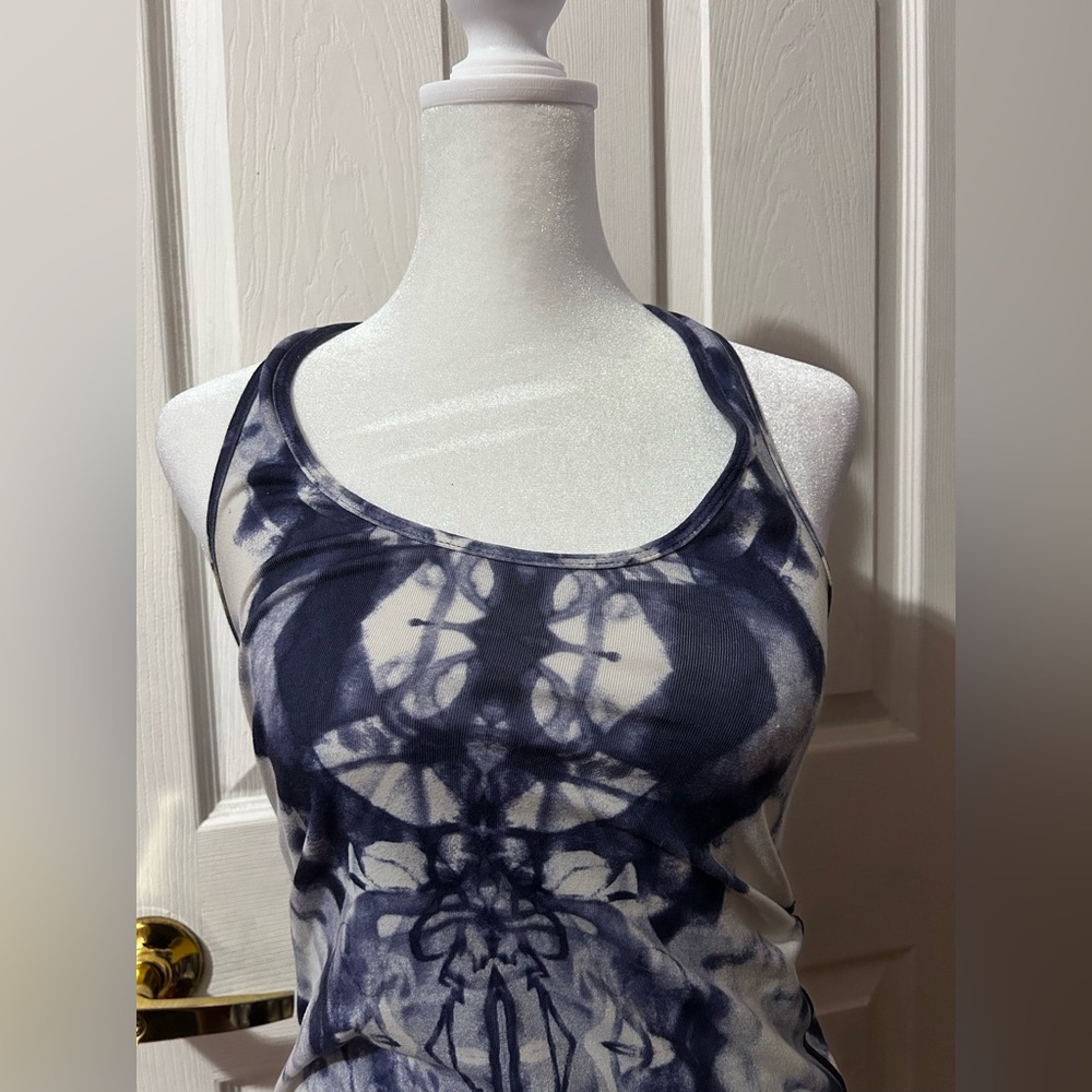 Navy and White Tie-Dye Tank Top